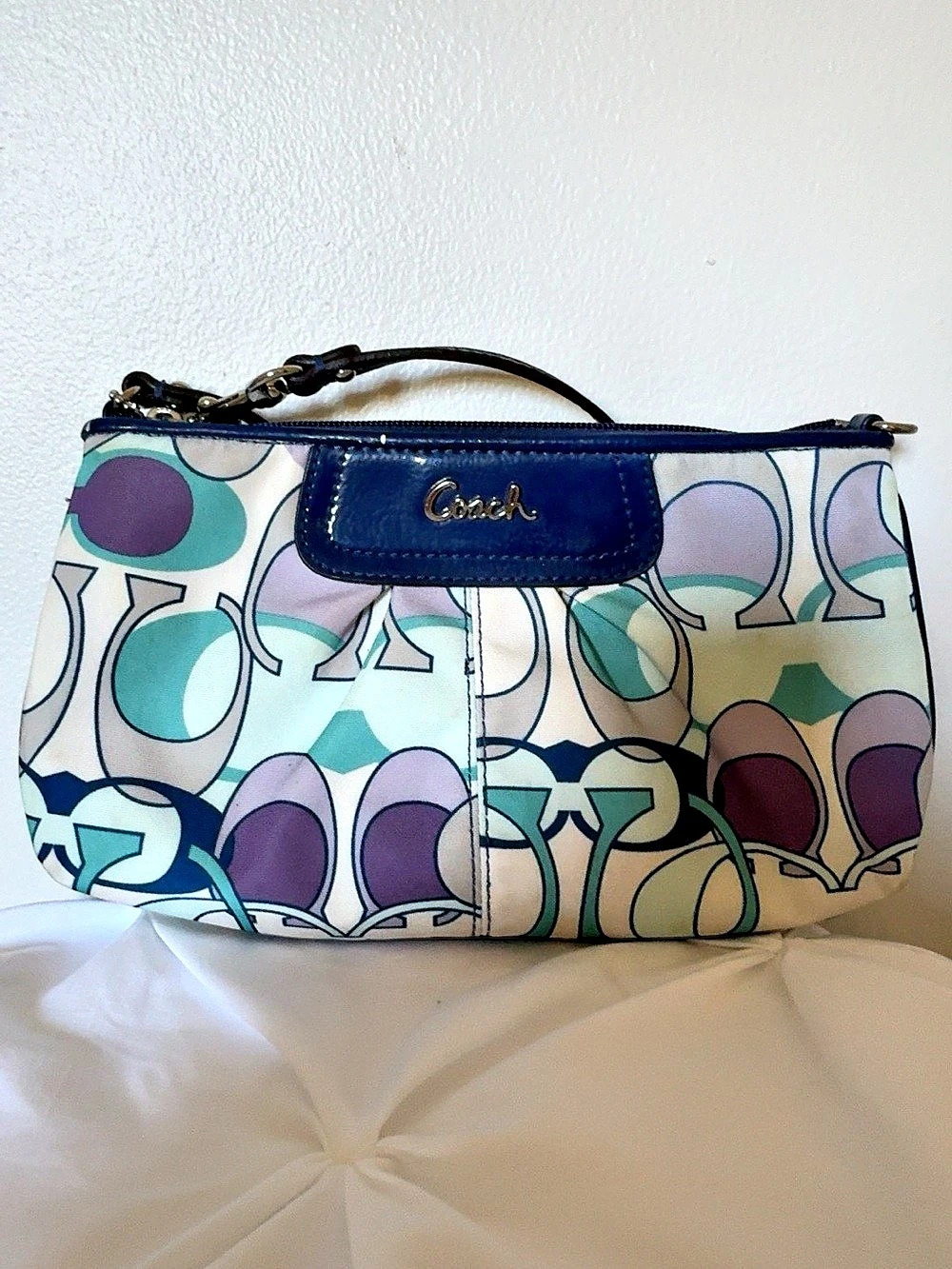 Coach Geometric Shoulder Bag in Blue & White